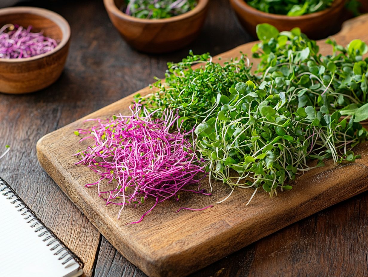 Fresh microgreens being prepared for tasting and reviews