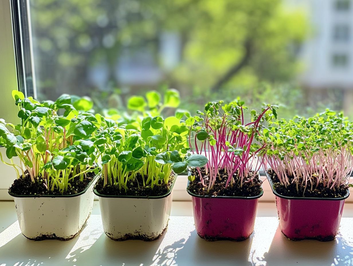 Image showing various microgreen varieties that thrive indoors.