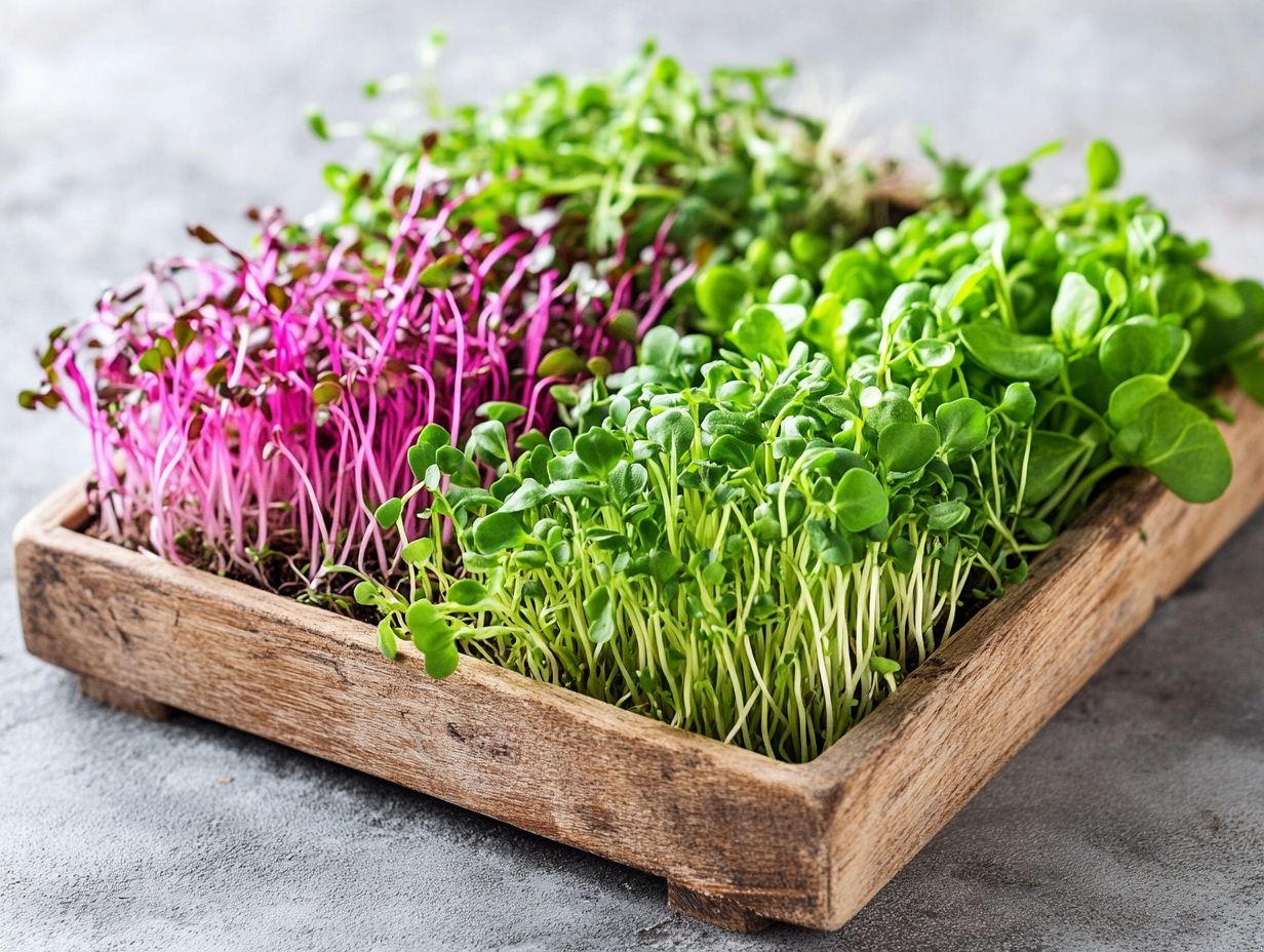 A variety of microgreens displayed in a basket