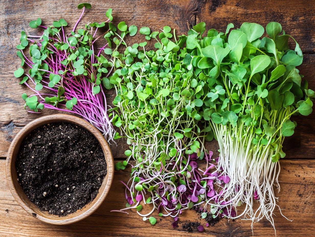 A vibrant display of various microgreens