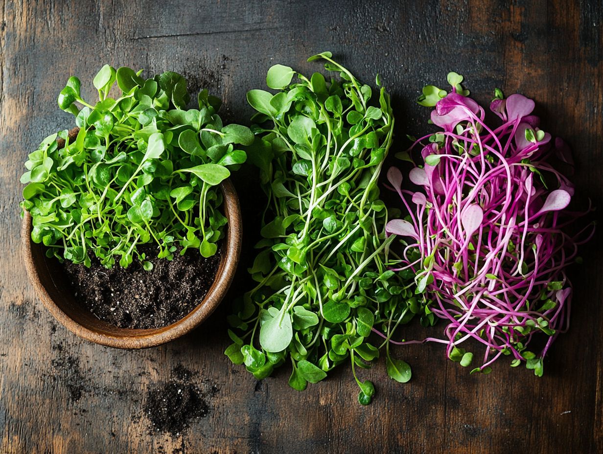 Colorful microgreens on a plate