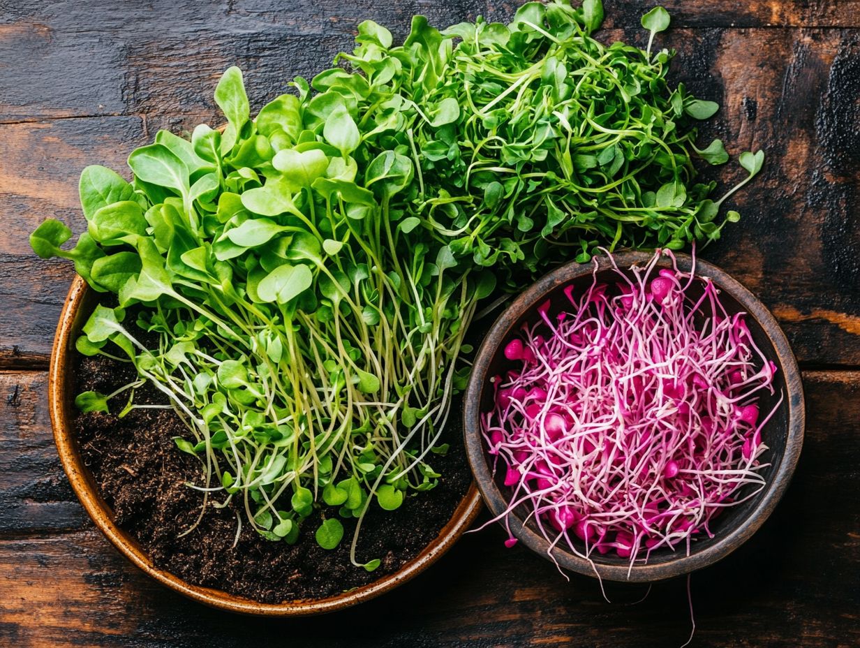 A vibrant display of various microgreens