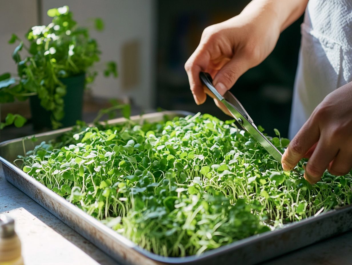 A guide showing proper techniques for harvesting microgreens