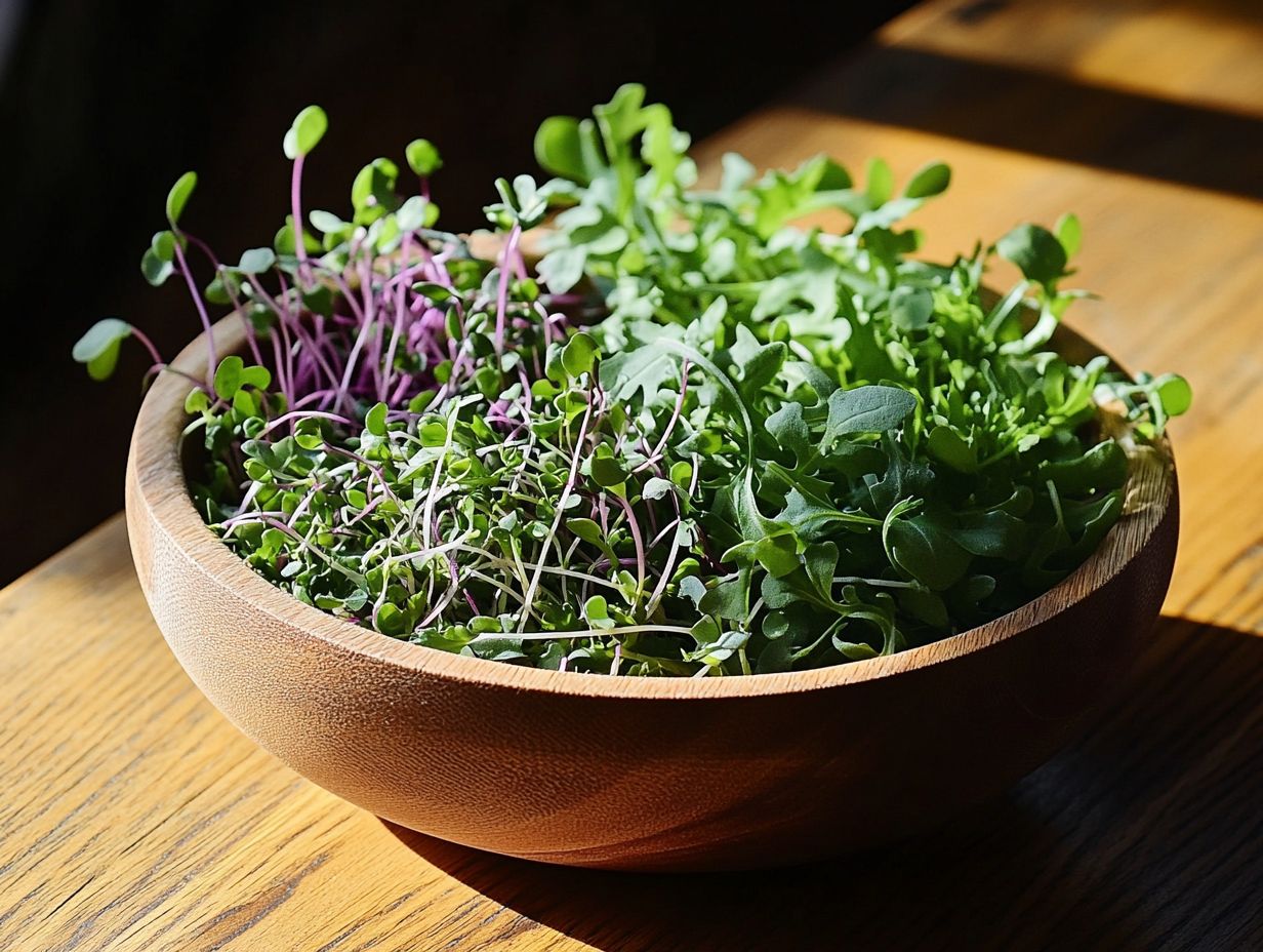 A colorful display of various microgreens showcasing their benefits.