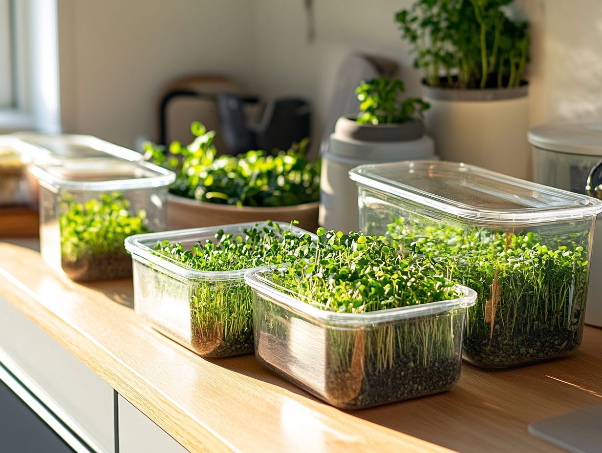 A visual guide showing common mistakes in microgreens storage.