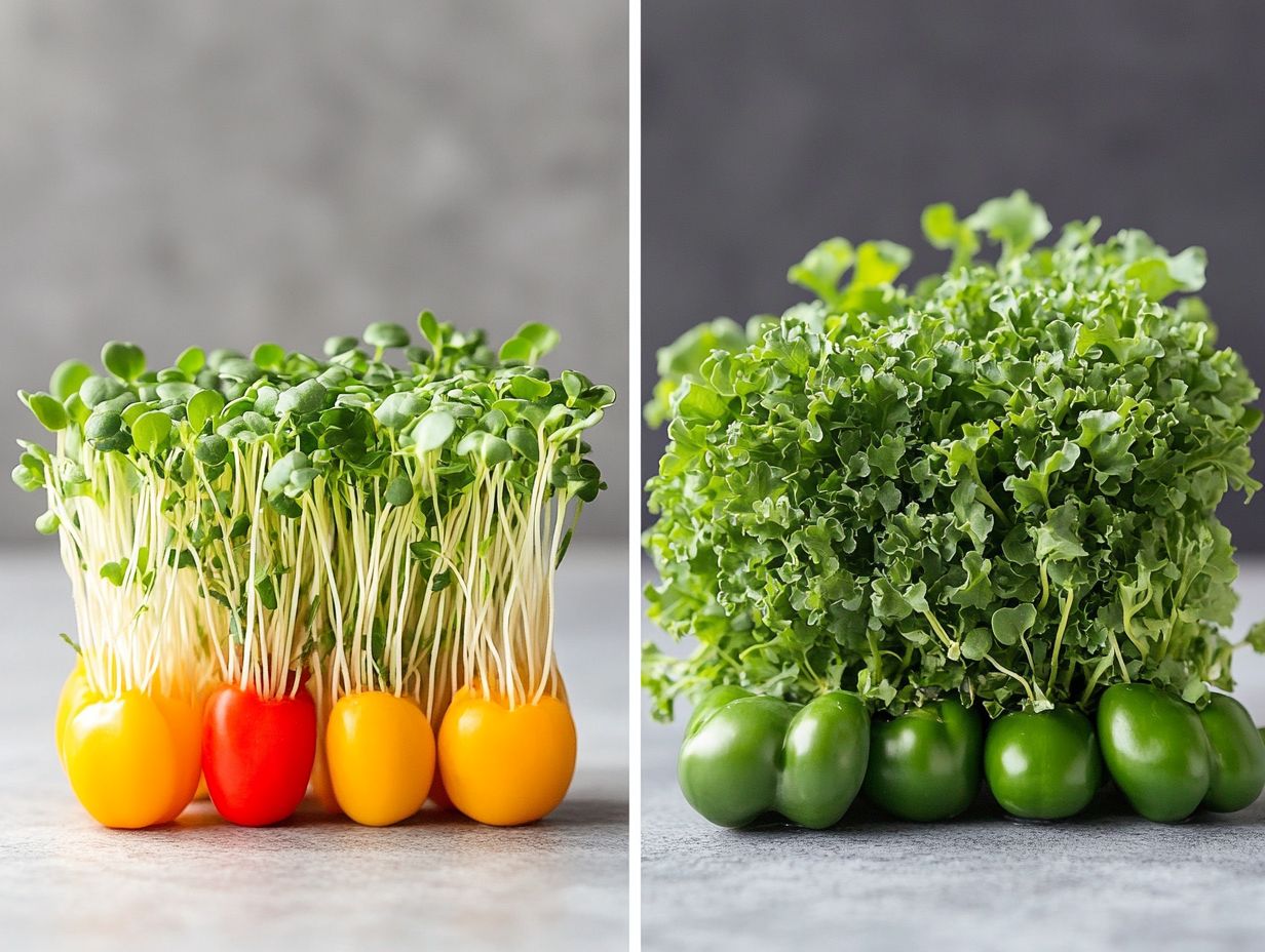 Visual Comparison of Antioxidant Levels in Microgreens vs. Regular Vegetables