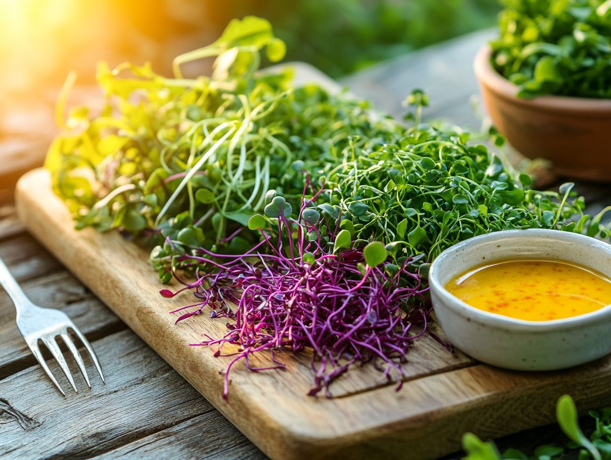 A vibrant display of kale microgreens, showcasing their nutrient-rich leaves.