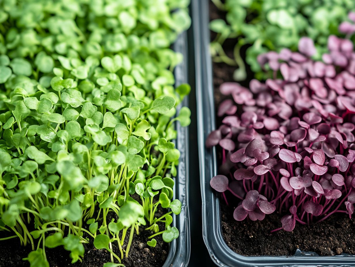 Image depicting key takeaways about organic vs. conventional microgreen growing.