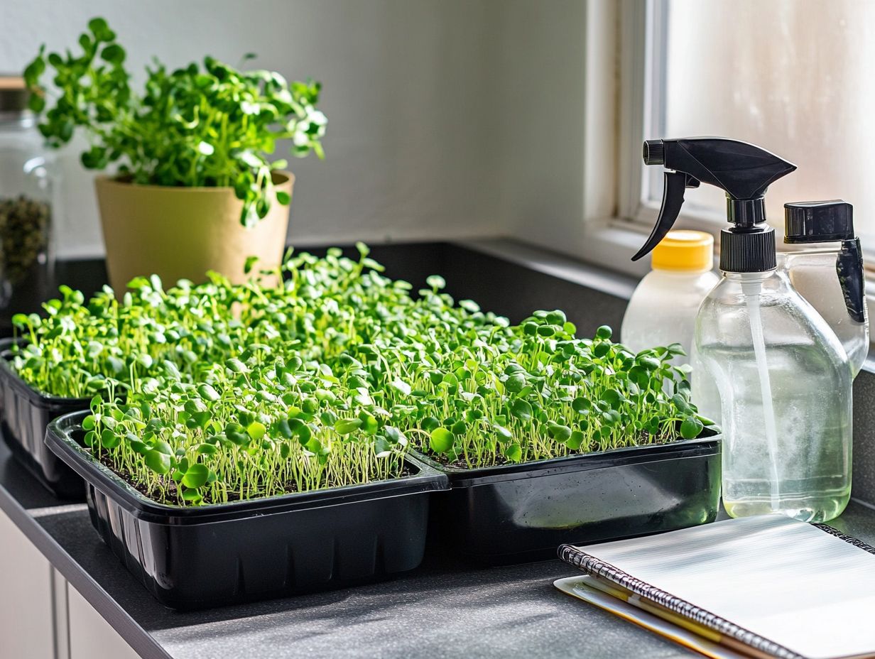 Visual representation of key takeaways for storing microgreens