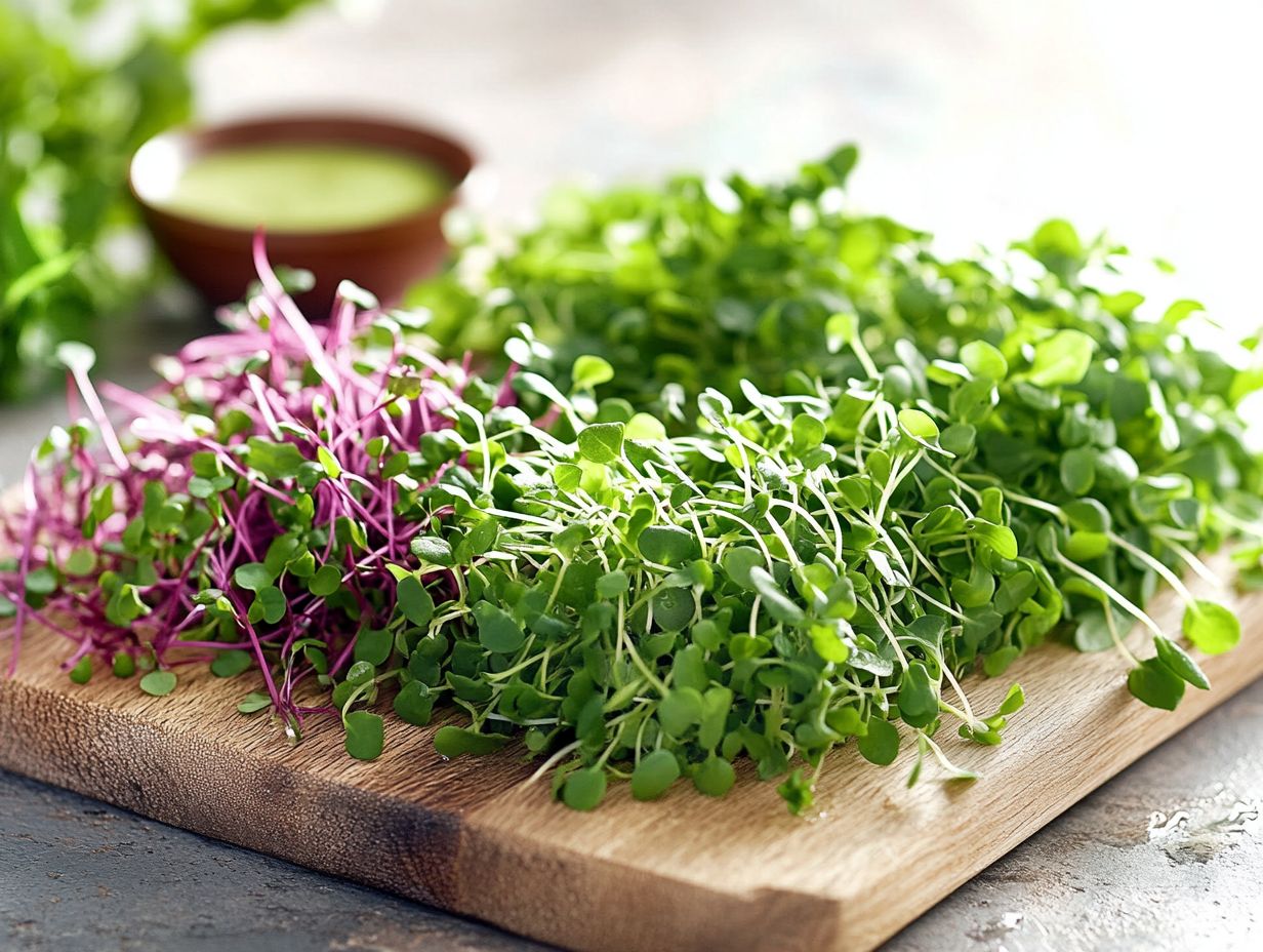 Close-up image of various microgreens