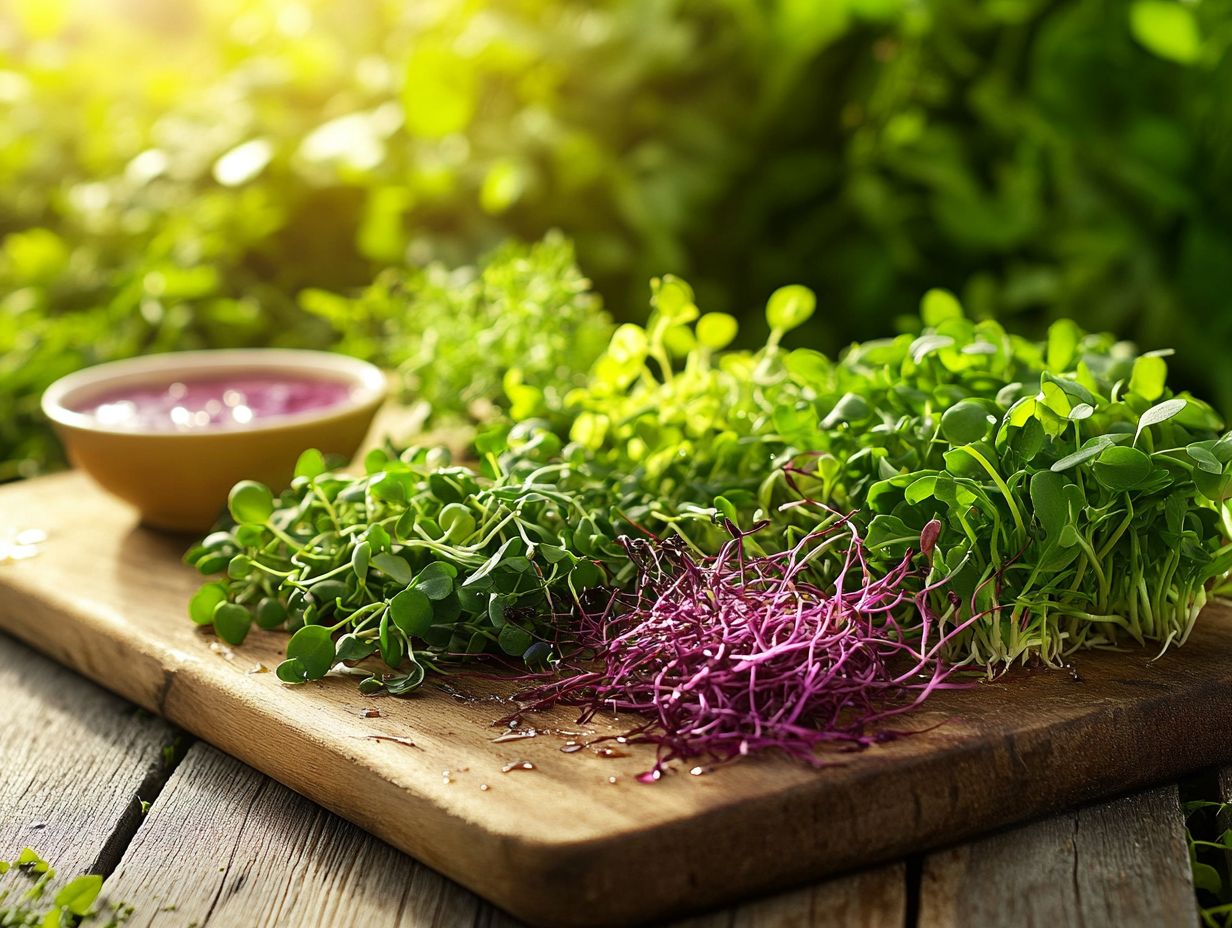 Close-up image of various microgreens