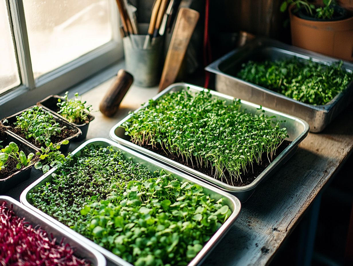 A vibrant array of microgreens growing indoors