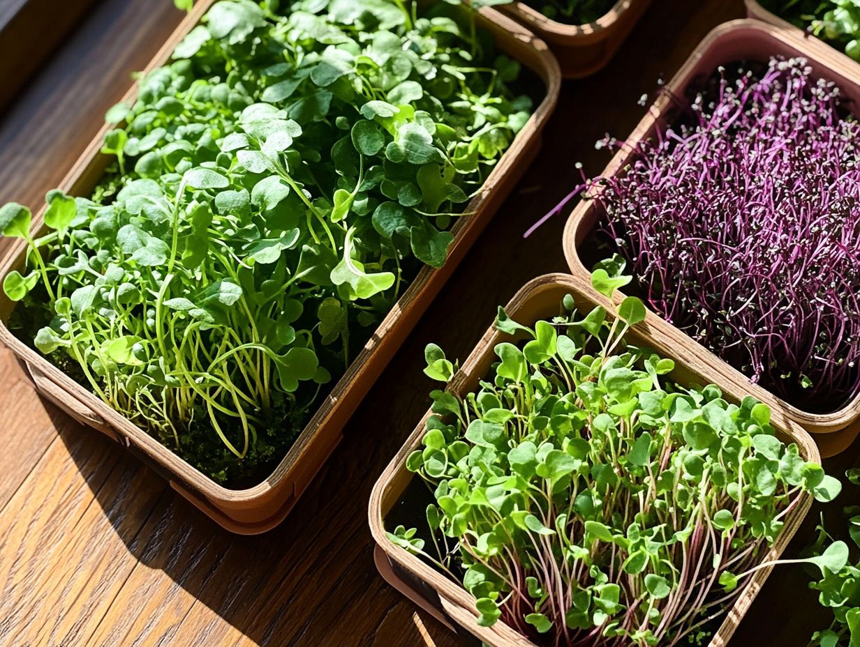 A variety of microgreens displayed