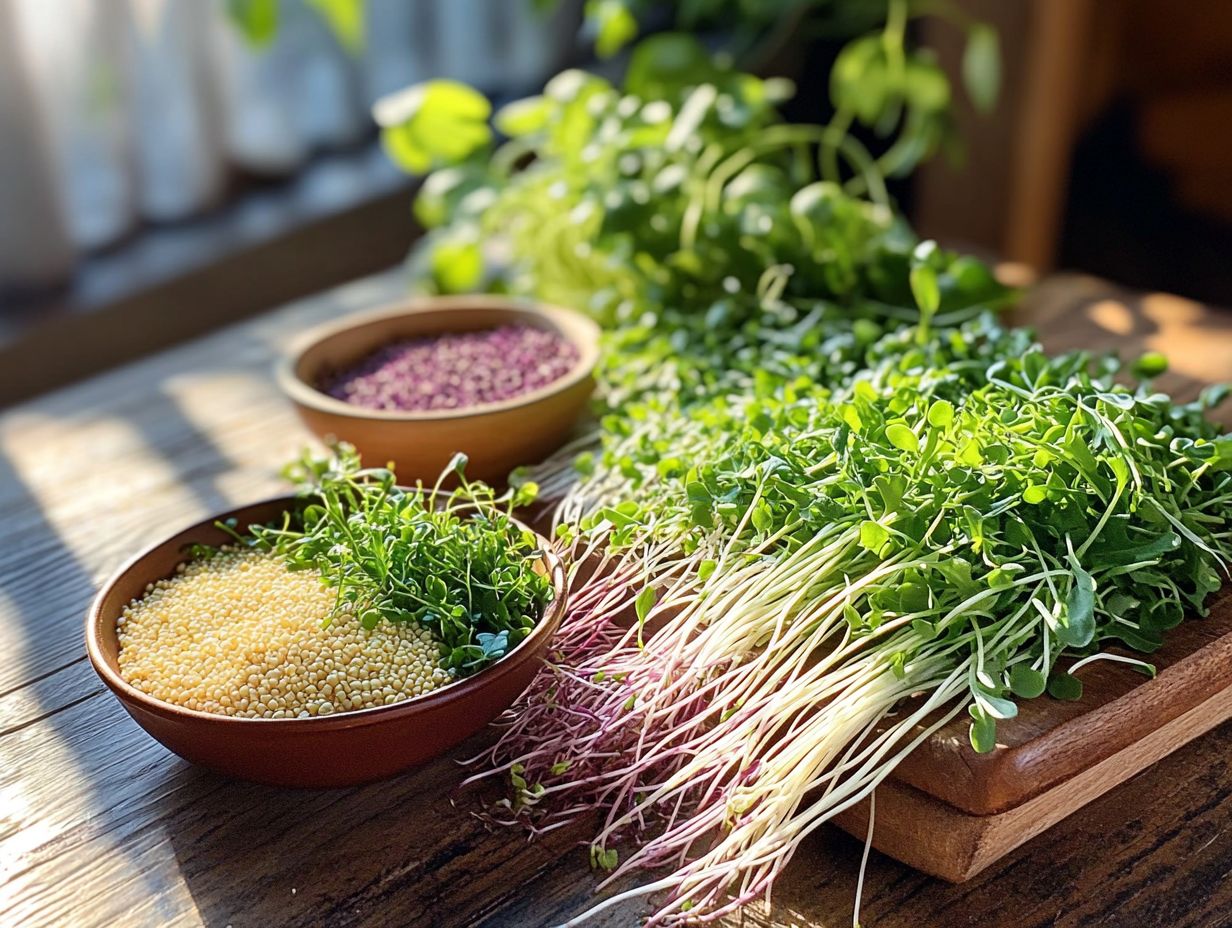 Image showcasing various microgreens for higher protein intake.