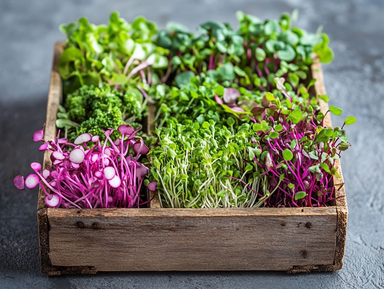 Illustration of various healthy microgreens