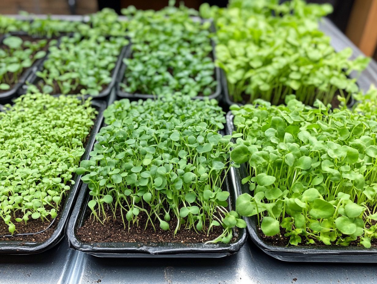 A variety of substrates used for growing microgreens, including coco coir, peat moss, and more.