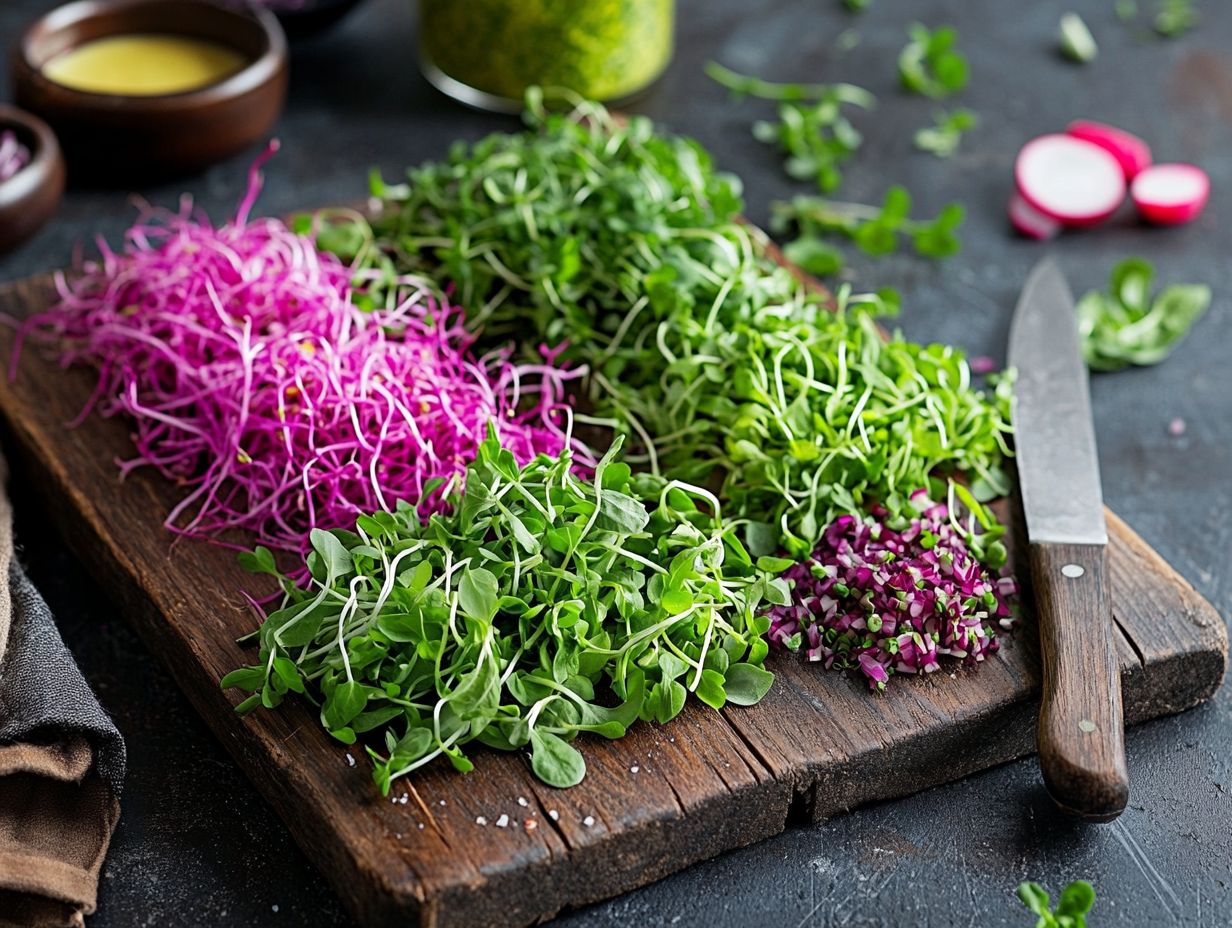 Freshly grown microgreens in a home garden