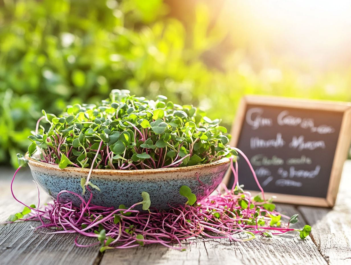 Vibrant microgreens plated with a dish