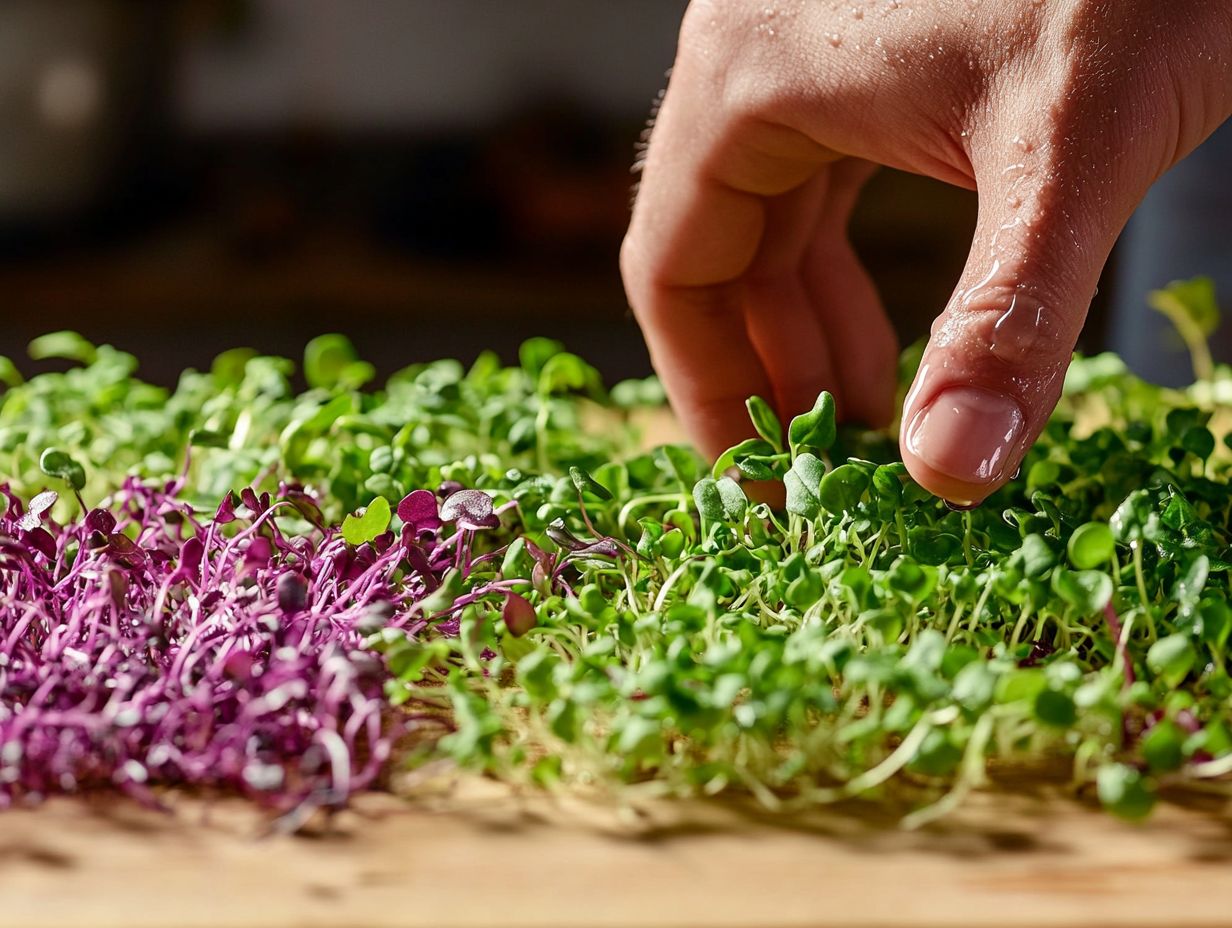 A colorful plate of dishes incorporating microgreens