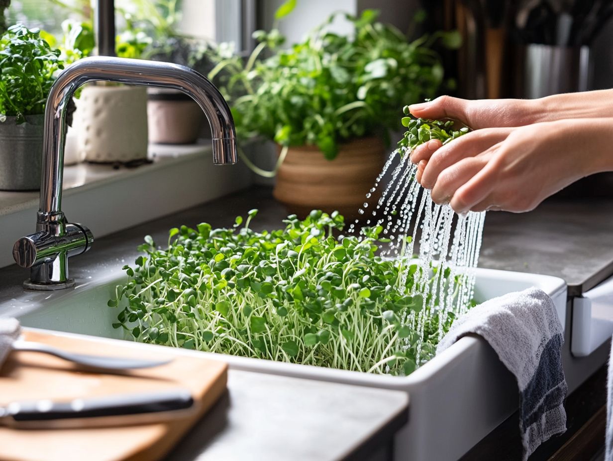 Image showing the importance of cleanliness in microgreen harvesting