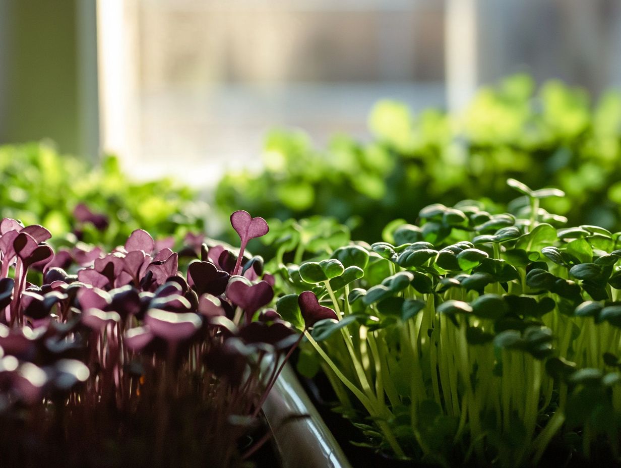 Diagram showing factors affecting light quality for microgreens