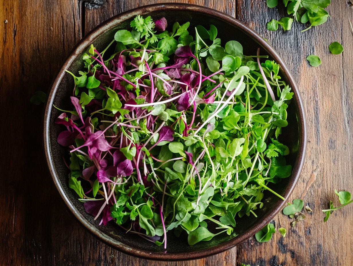 Colorful microgreens in a plant-based dish.