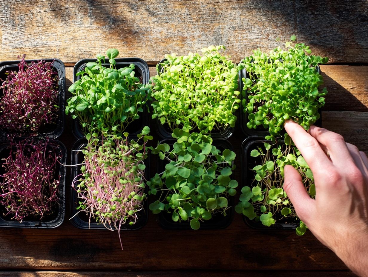 Freshly grown microgreens on a kitchen counter