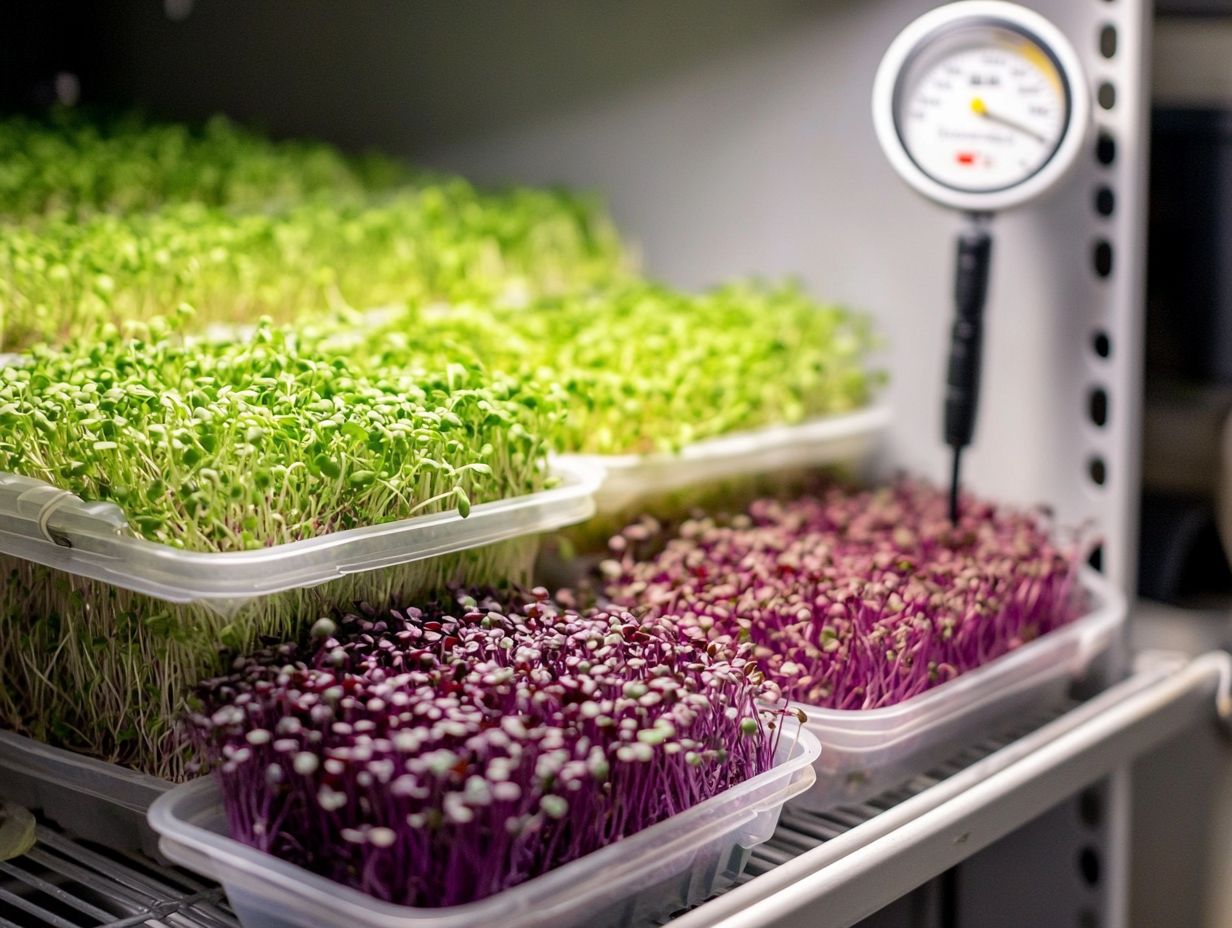 This image illustrates the effects of temperature on microgreens.