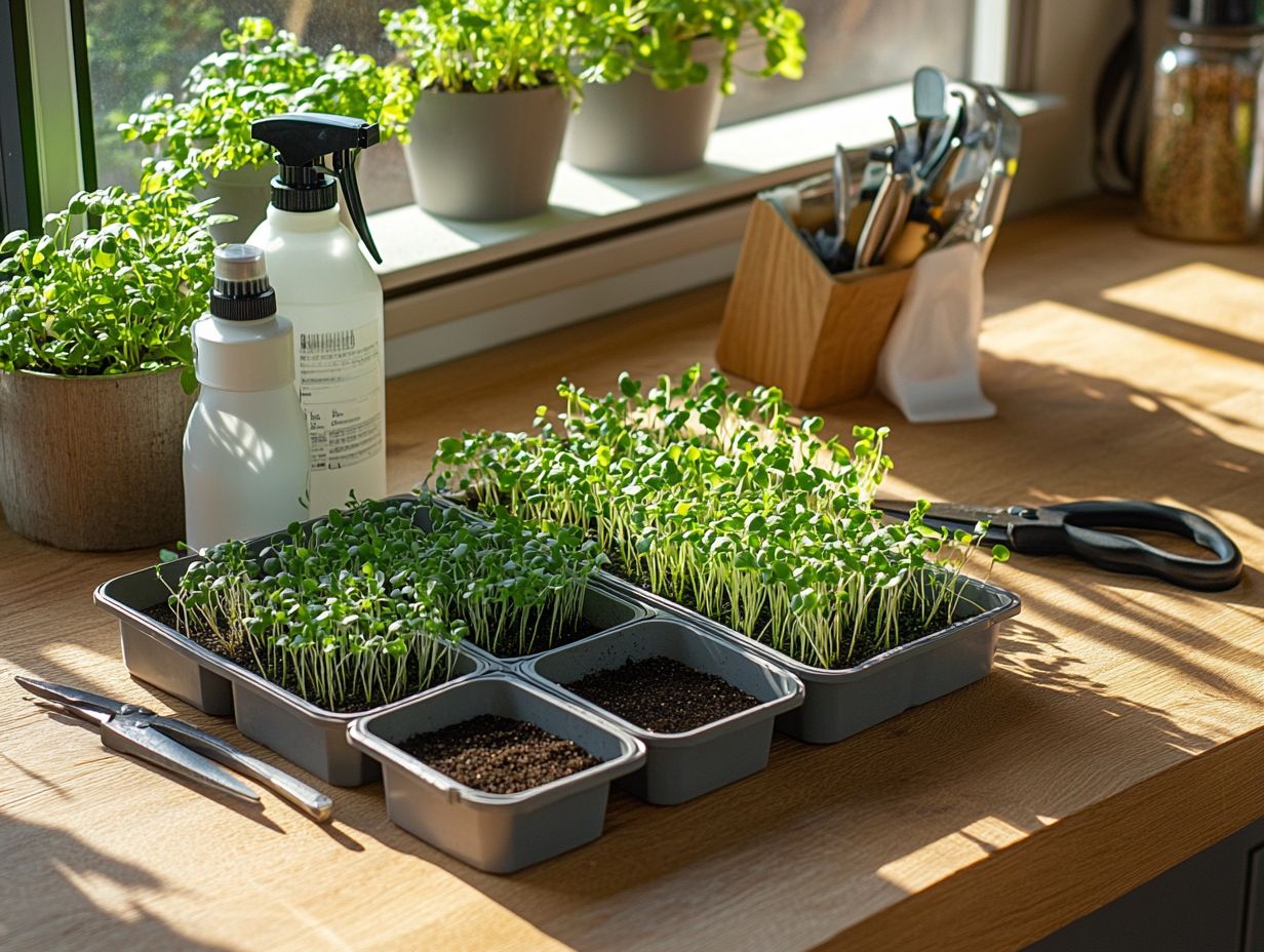 Healthy microgreens growing indoors