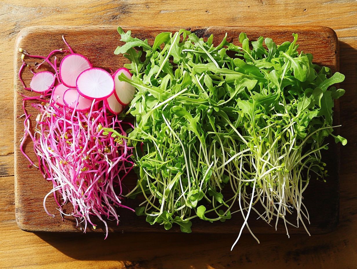 Nutritious Pea Shoots Microgreens in a fresh salad