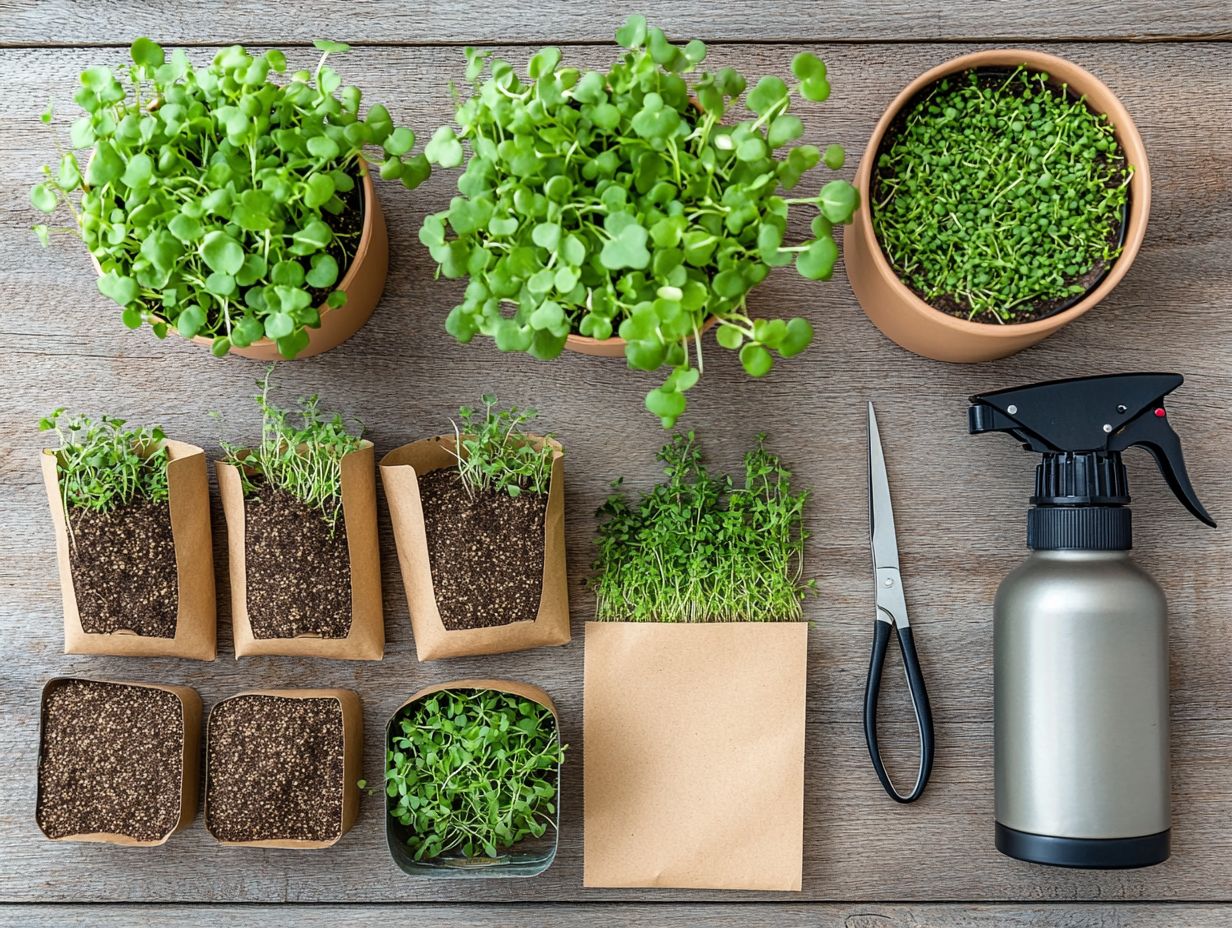 Visual guide of top 10 must-have microgreen supplies.