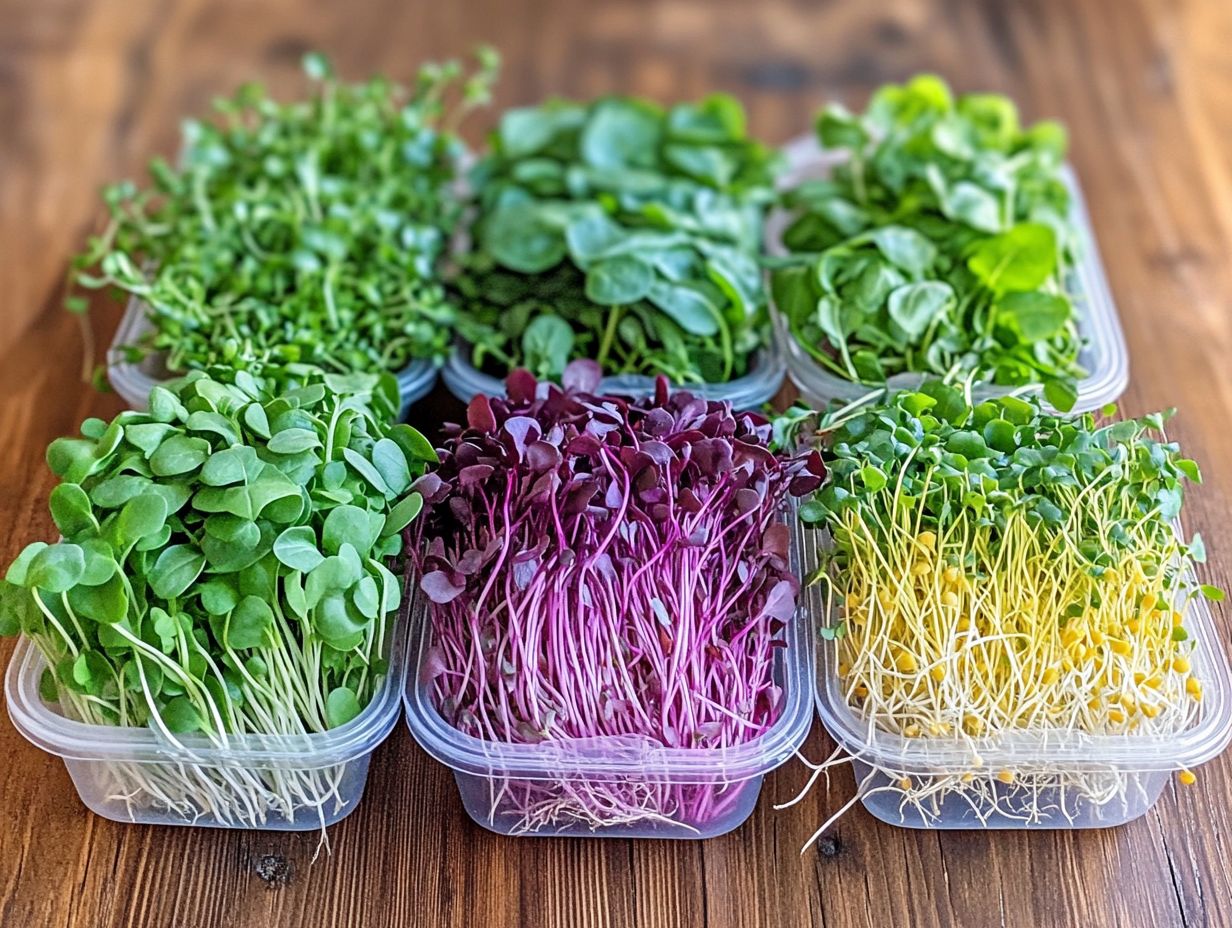 A colorful assortment of microgreens in a breakfast dish, showcasing their vibrant colors and textures.