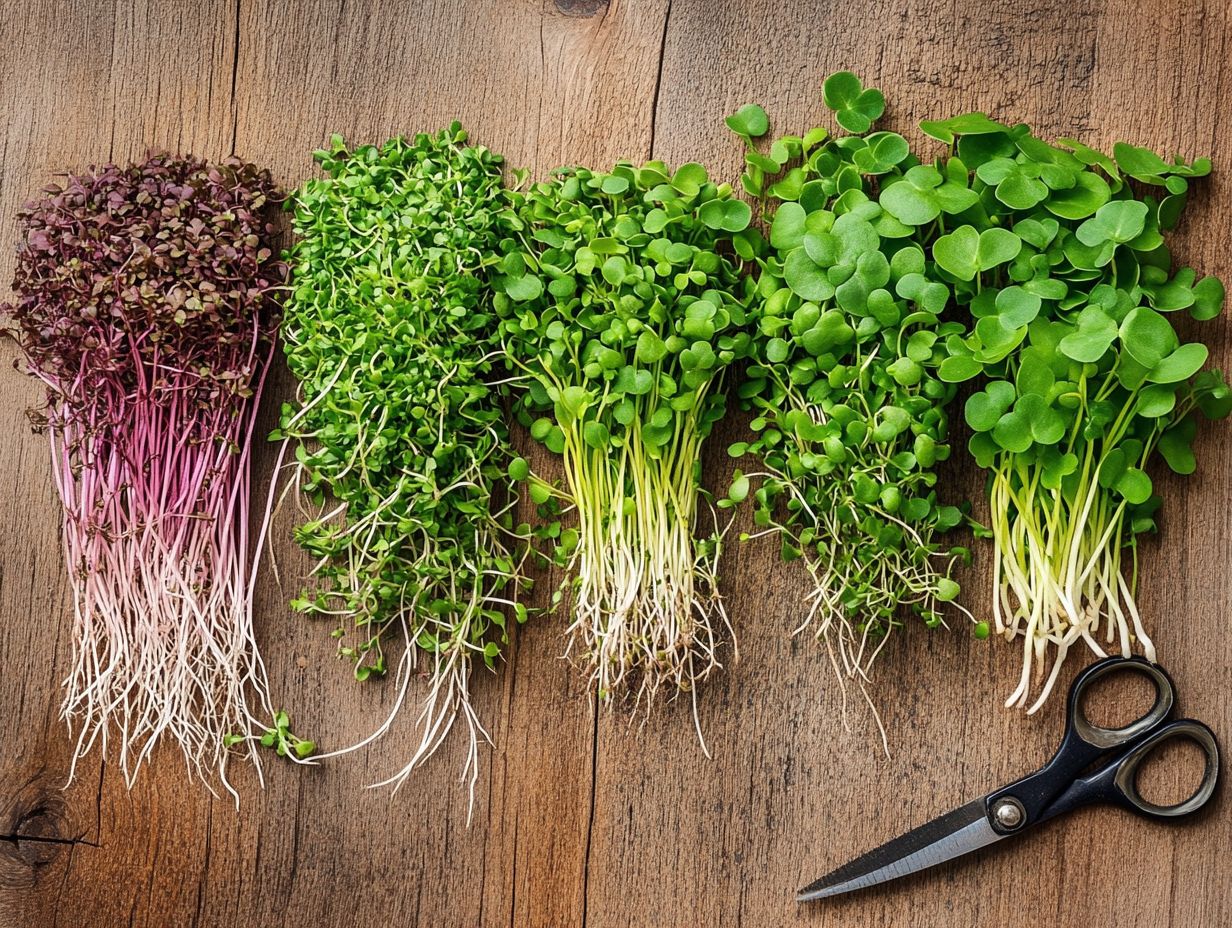 Visual representation of top 5 microgreens for easy harvesting.