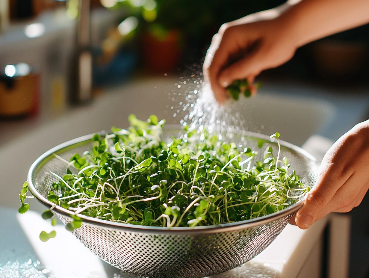 Illustration showing common mistakes in microgreen post-harvest care