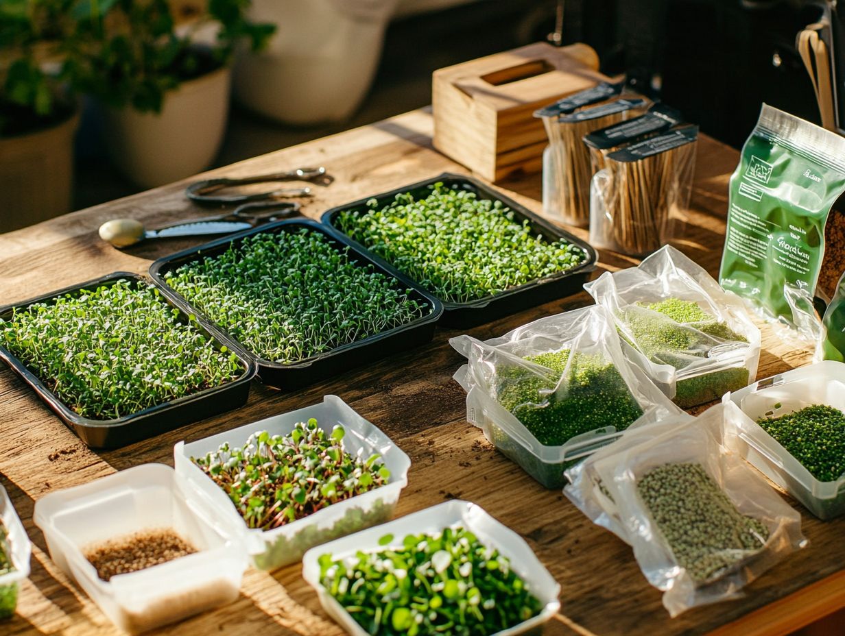 A variety of microgreens showcasing vibrant colors and textures