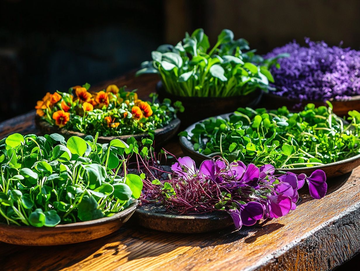 Colorful Pink Stem Radish microgreens on display