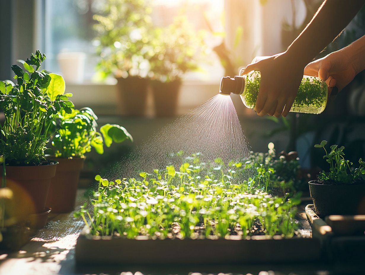 Image showcasing key takeaways for watering microgreens.