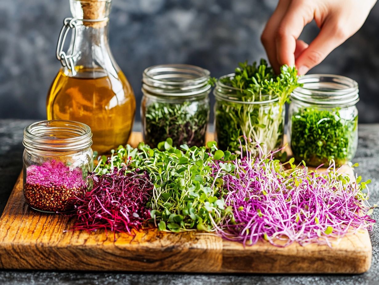 Colorful microgreens showcasing optimal growing practices