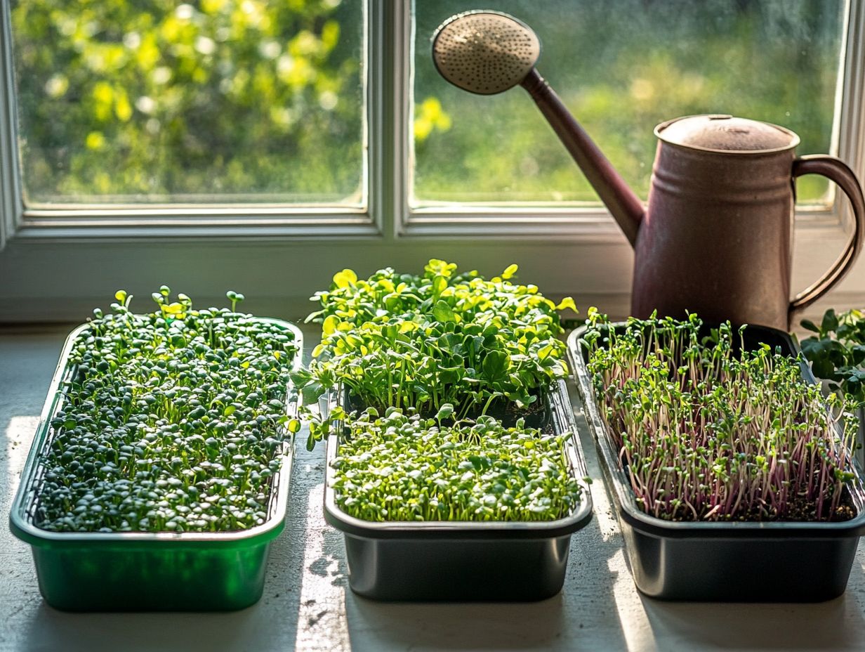 Diagram showing light and temperature needs for microgreens