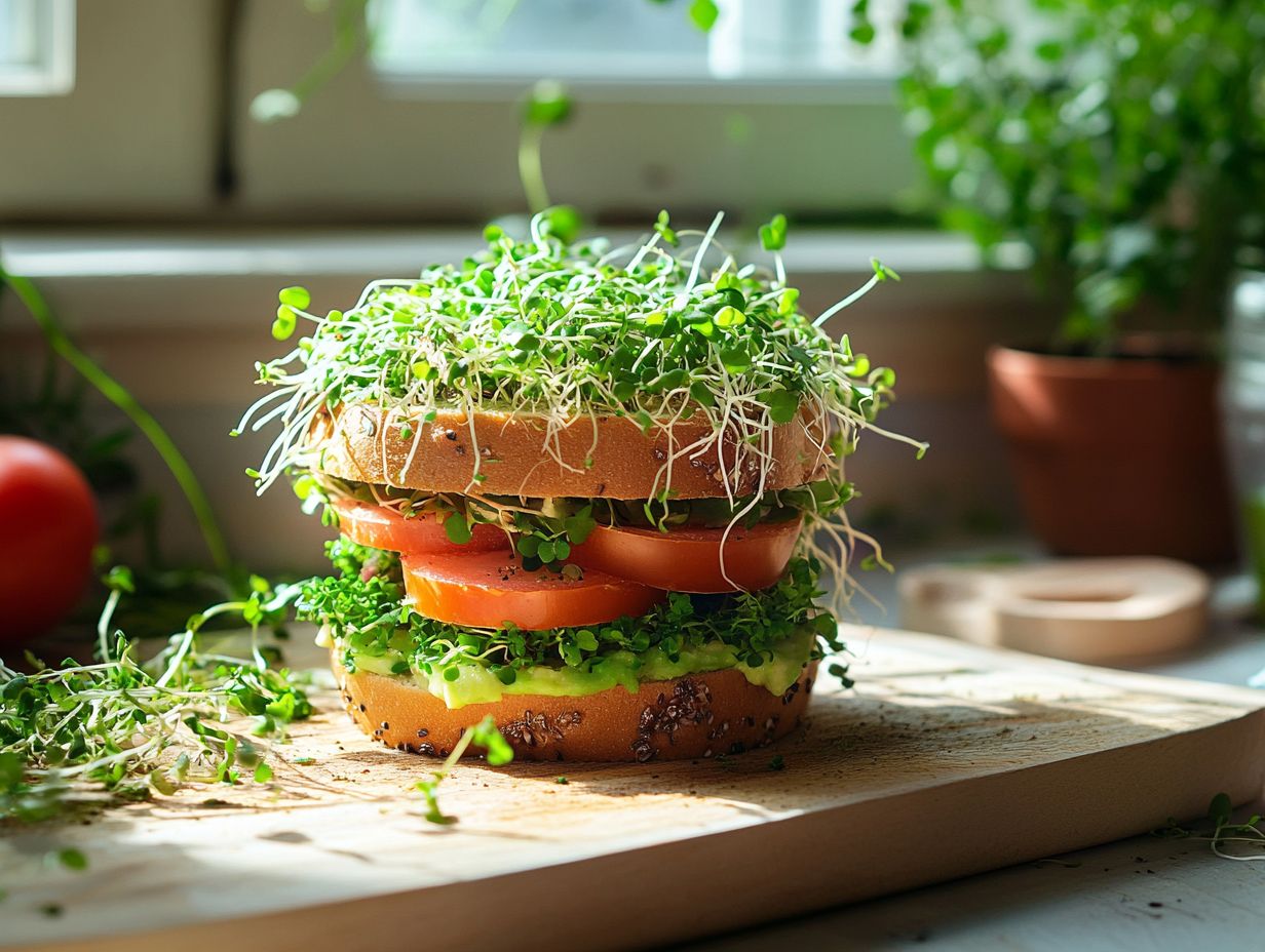 Fresh clover microgreens being grown for use in sandwiches