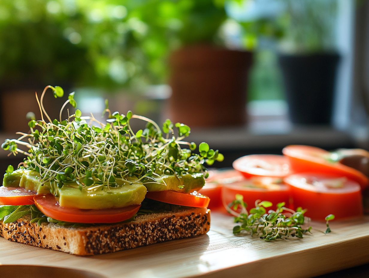 Vibrant microgreens in a healthy sandwich.