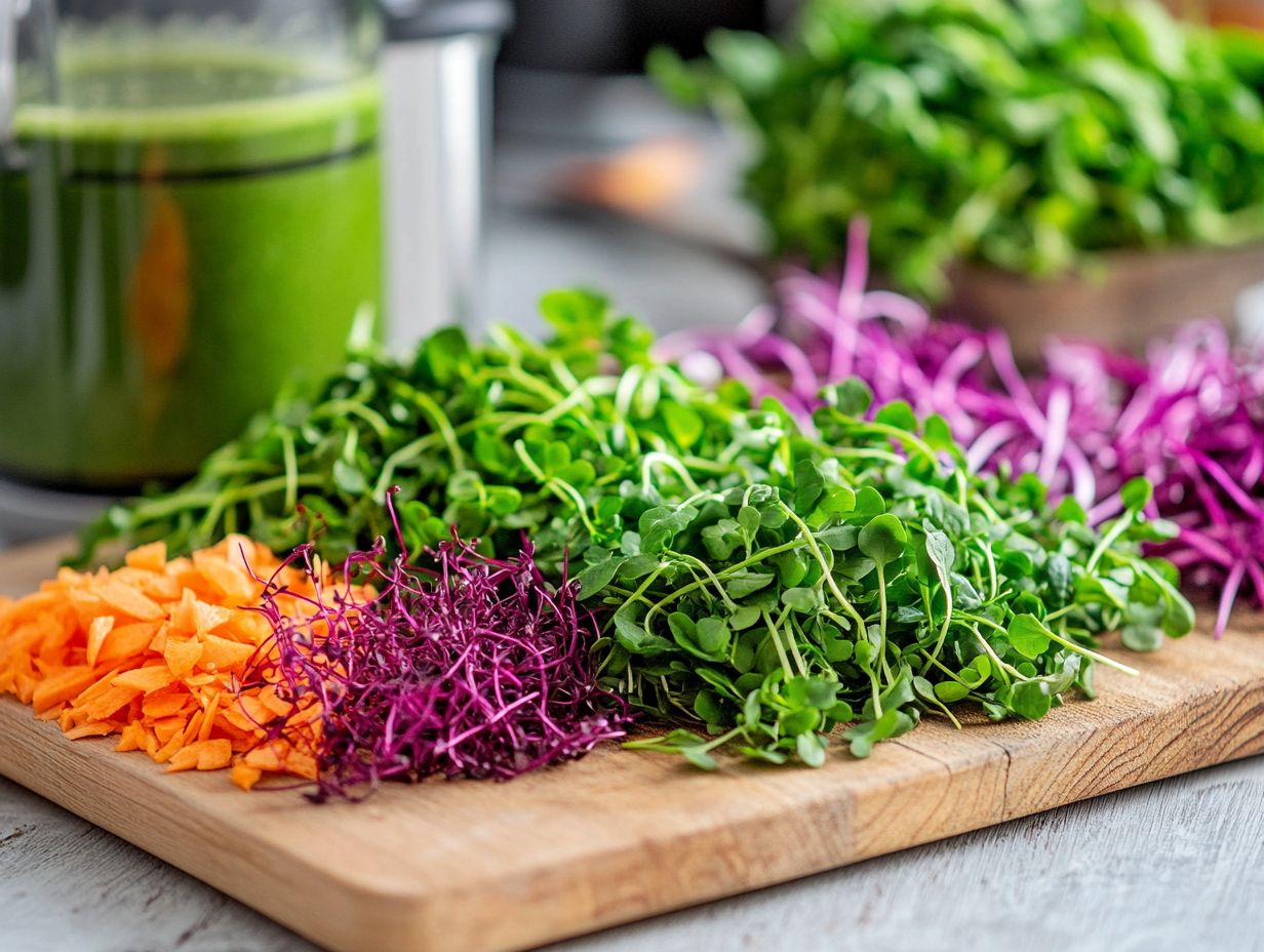 A vibrant assortment of microgreens suitable for smoothies