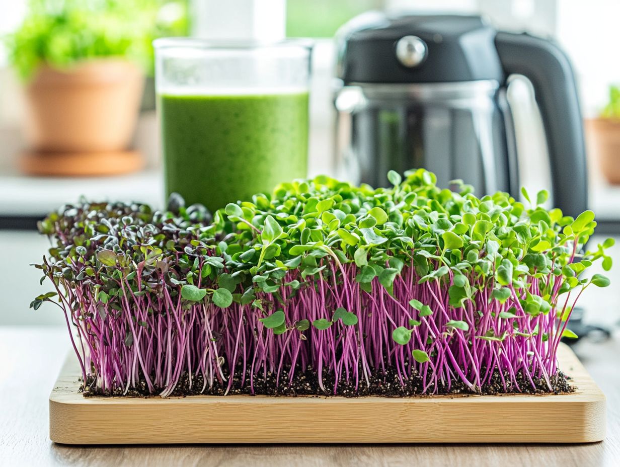 A vibrant assortment of microgreens suitable for smoothies