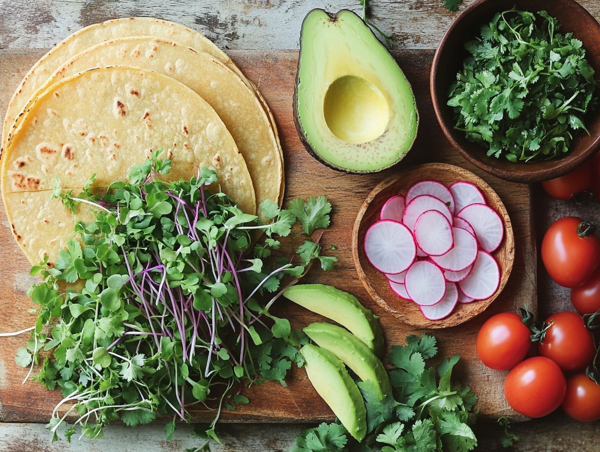 Colorful microgreens perfect for tacos