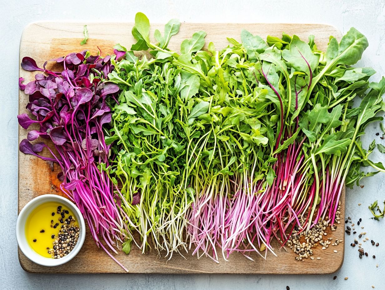 Colorful assortment of homegrown microgreens