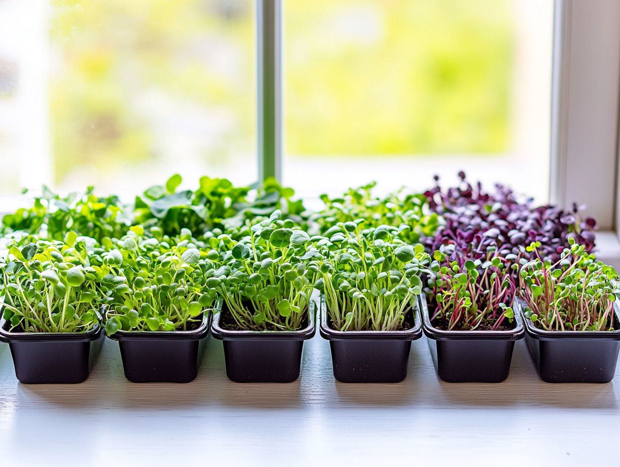 A variety of seasonal microgreens on display