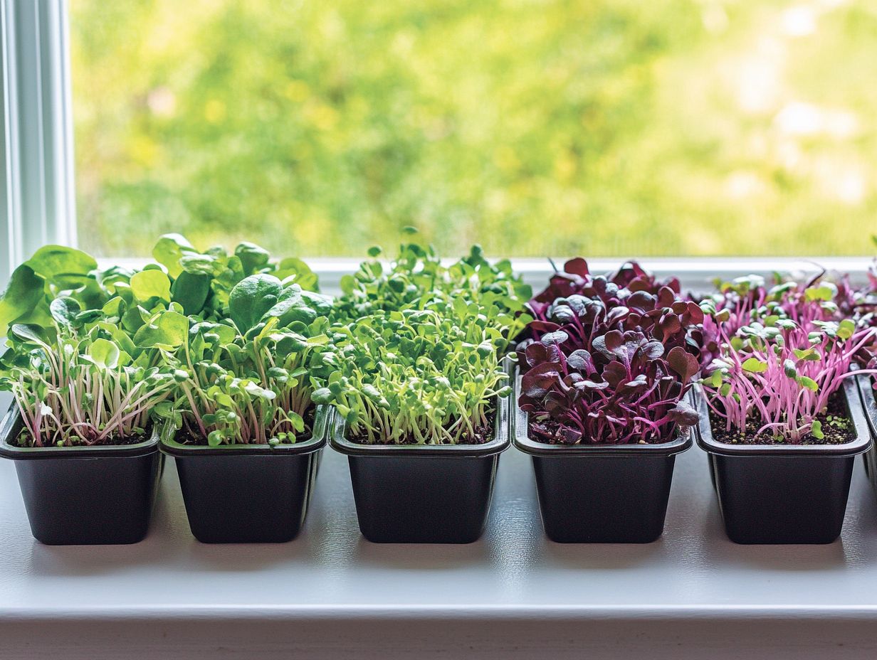 A variety of vibrant spring microgreens ready for harvest.