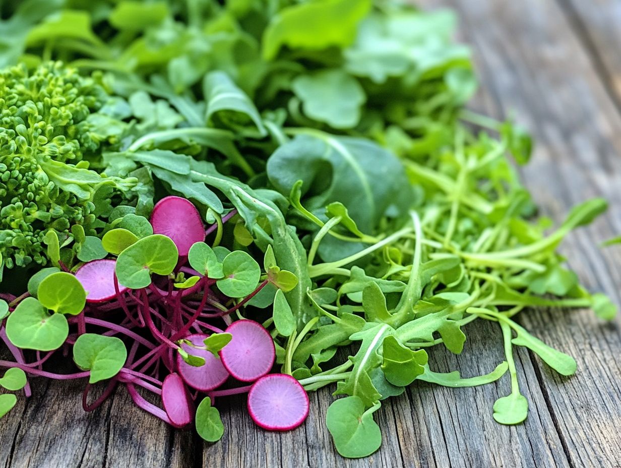 An infographic showing the vitamins found in microgreens.