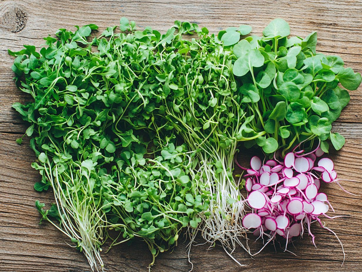 Colorful array of microgreens showcasing their health benefits.