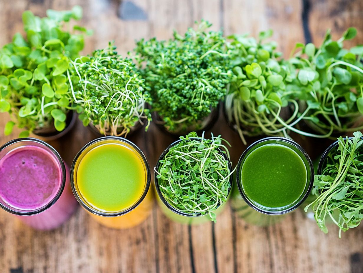 Freshly harvested microgreens suitable for juicing